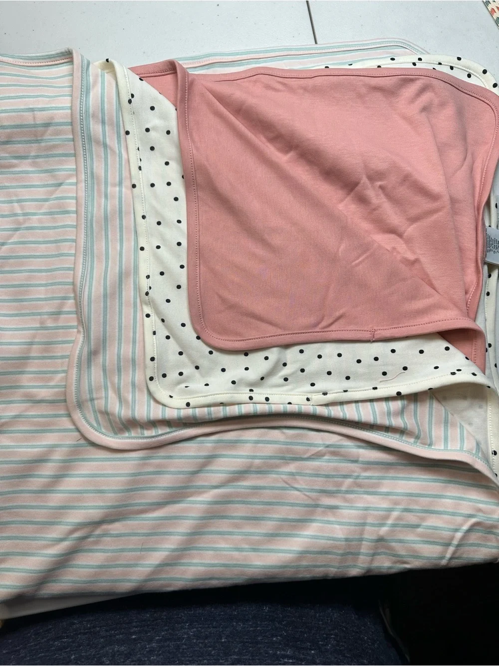 NWT Set of 3 Girl Baby Blankets Lightweight
